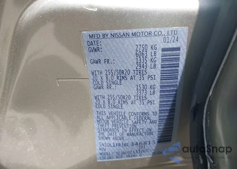 2024 Infiniti Qx60 Luxe из США, поврежденный, VIN 5N1DL1FR3RC346815